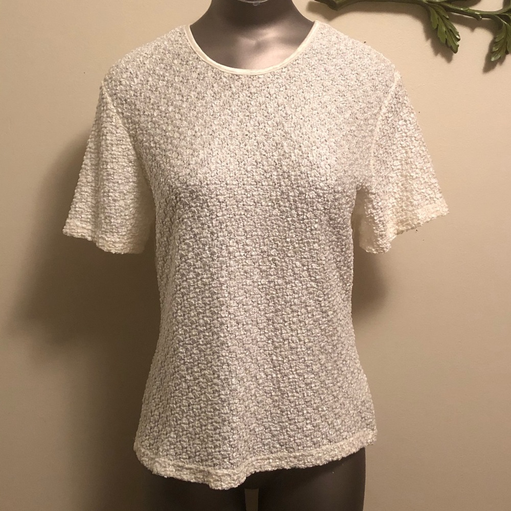 Christie & Jill Cream Textured Top M
